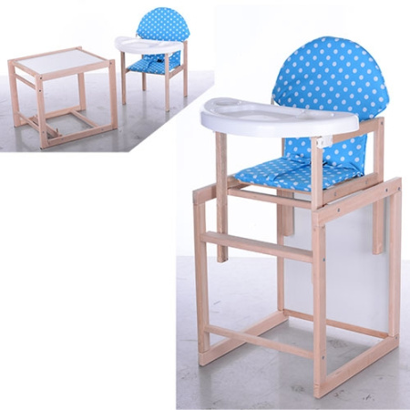 фото Детский стульчик для кормления VIVAST M V-102-2 деревянный (голубо-белый)