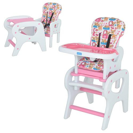 фото Стульчик для кормления M 0816-6 столик трансформер (малиновый)