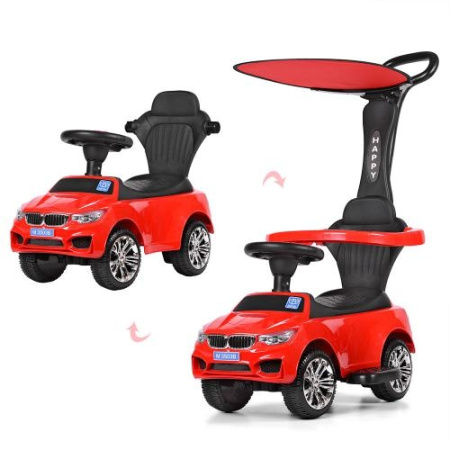 фото Каталка-толокар для детей BMW M 3503B-3(2) родительская ручка с крышей (красная)