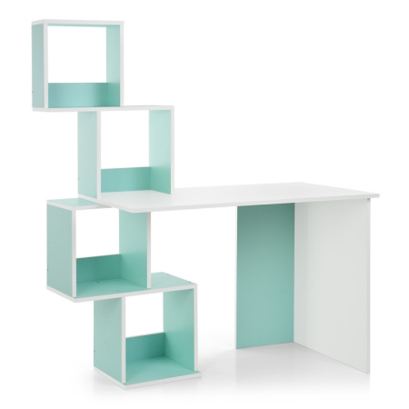фото Детская деревянная парта M 3854-15 с надстройкой (бело-мятная)
