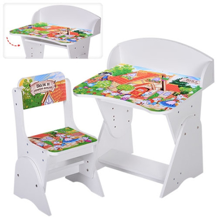 фото Регулируемая парта для детей ML-315-21-1 волк и семеро козлят (белая)