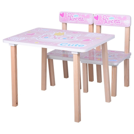 фото Детский столик со стульчиками 501-30 Кошка деревянный