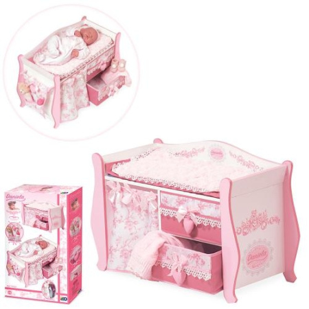 фото Игровая деревянная кровать для куклы DeCuevas 54421 с одеялом и подушкой
