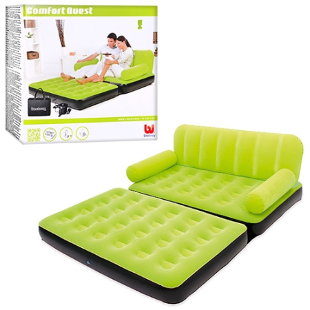 фото Надувной диван трансформер 5в1 Bestway 67356 велюр с электронасосом 220V