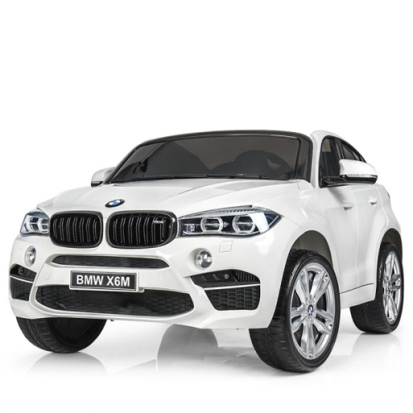 Детский джип BMW X6M JJ2168-1 с кожаным сиденьем (белый)