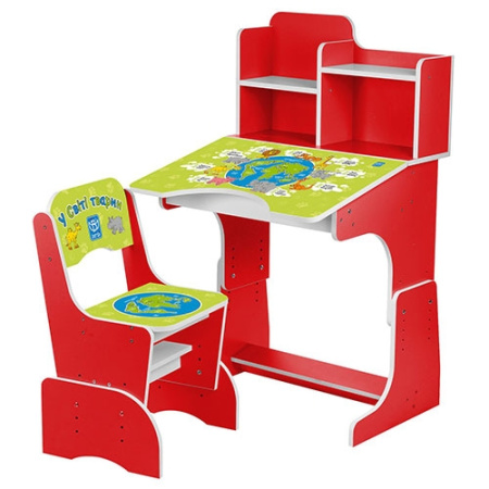 фото Парта Bambi B 2071-7 с полочками (красный, животные)