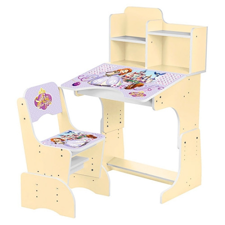 фото Детская парта со стульчиком W 2071-40-1 полочки (бежевая)