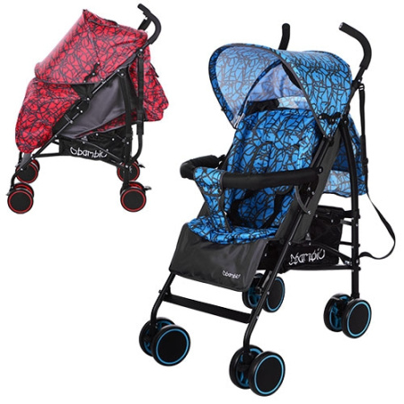 фото Прогулочная коляска трость BAMBI M 3430-2 глубокая крыша (красная голубая)