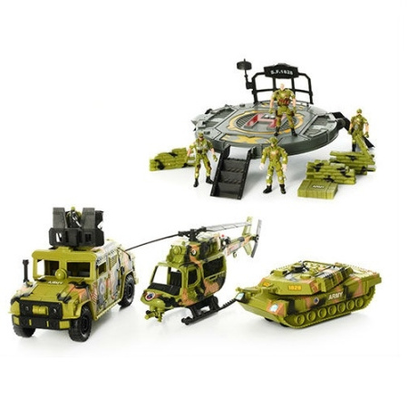 фото Набор военный 1828-73А с транспортом и солдатиками, на батарейках