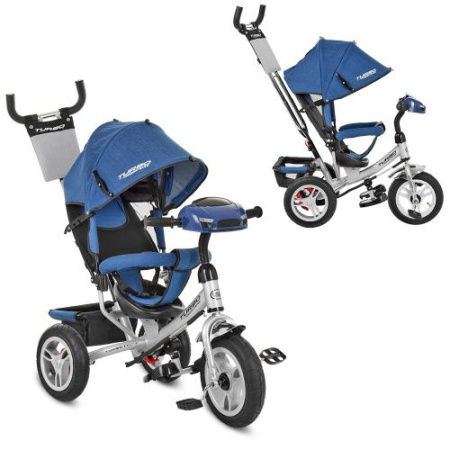 фото Детский велосипед три надувных колеса Turbotrike M 3115HAJ-10 джинс (металлик)