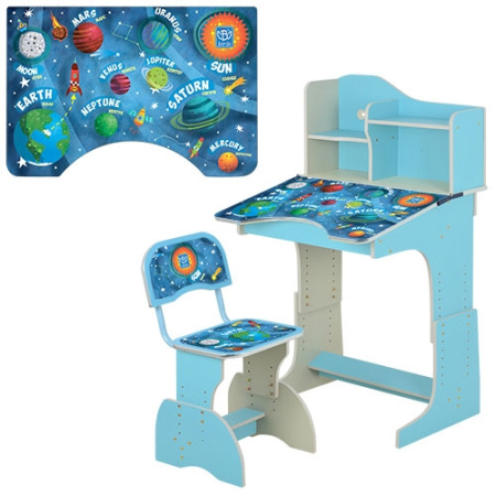 фото Регулируемая парта со стульчиком BAMBI HB 2071M06-02 (голубая космос)