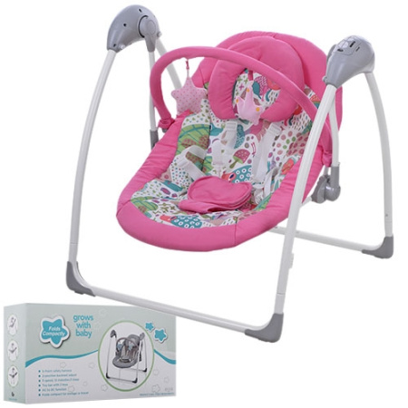 фото Детские качели-шезлонг SG111-8 с электроприводом и дугой (розовый)