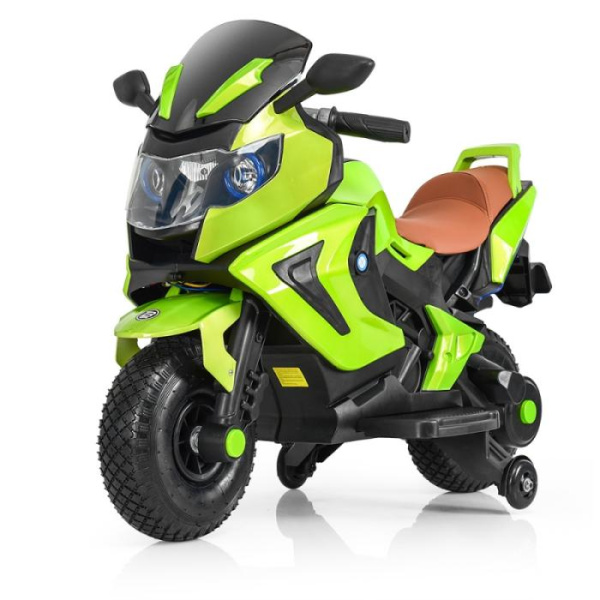 Детский мотоцикл Bambi M 3681ALS-5 резиновые колеса и автокраска (зеленый)
