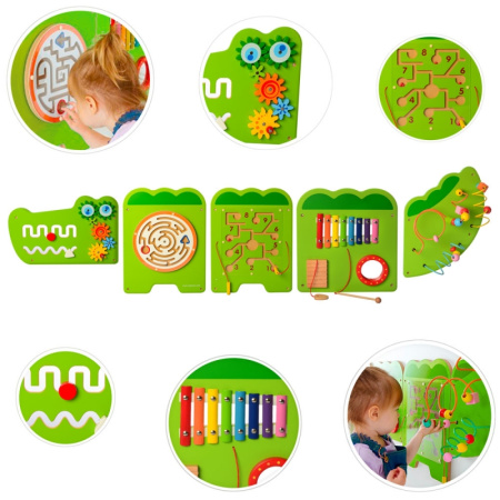 фото Деревянная игрушка Бизиборд MD 2003 развивающий крокодил (185 см)