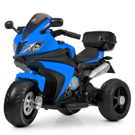 фото Мотоцикл для детей Bambi M 4195EL-4 колеса EVA и кожаное сиденье (синий)