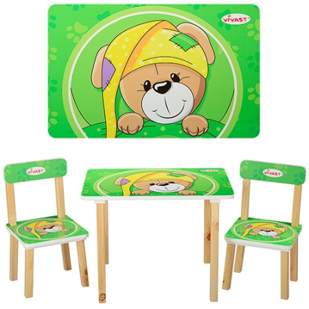 фото Детский столик со стульчиками 501-14 Собака деревянный