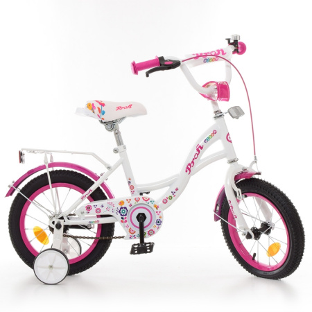 фото Велосипед для девочки 14 дюймов Profi Y1425 Bloom (бело-малиновый)