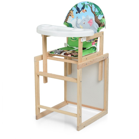 фото Стульчик для кормления М V-102-11PU деревянный Зоопарк экокожа
