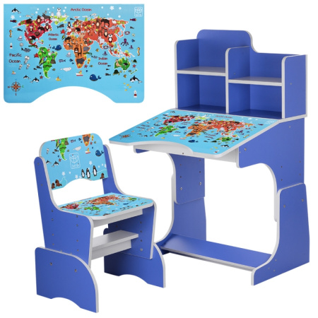 фото Парта для детей Bambi B 2071-45-7 География регулируемая высота (синяя)