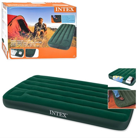 фото Велюровый надувной матрац Intex 66950 с насосом (193-76-22 см)