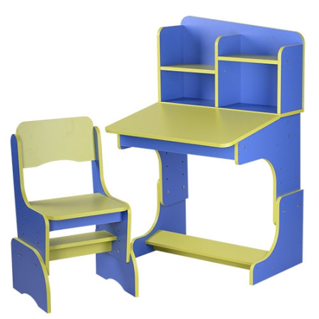 фото Детская парта со стульчиком F 2071A-5-4 регулируемая высота (сине-салатовая)
