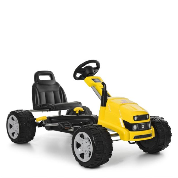 Железный педальный карт Bambi M 4118-6 ручной тормоз и ЕВА колеса (желтый)