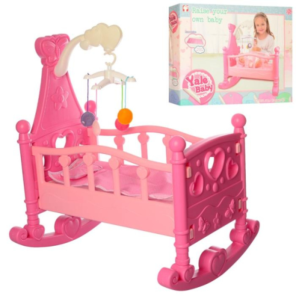Игровая кроватка для куклы YL2000B с каруселью и постелью