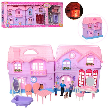 фото Детский домик для игр 8067 с мебелью и фигурками