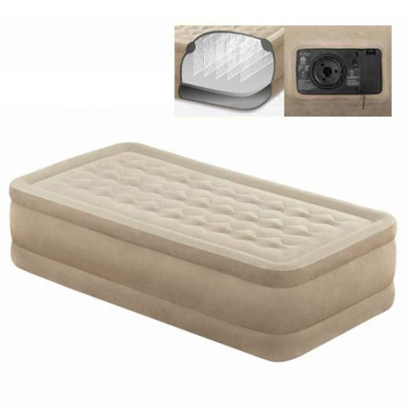фото Велюровая надувная кровать 64456 со встроенным насосом 220В (191-99-46см)