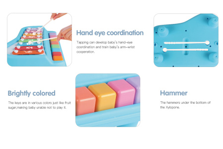 фото Ксилофон пианино Baoli 8 тонов (синий)