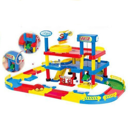 фото Детский гараж Mochtoys 10664 трехуровневый