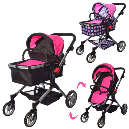 фото Детская коляска трансформер для кукулы Melogo 9633 высота руля до 71см