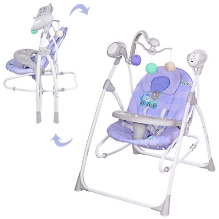 фото Детская электрокачеля 2в1 BAMBI M 1540-04-2 с подвесками (фиолетовый)