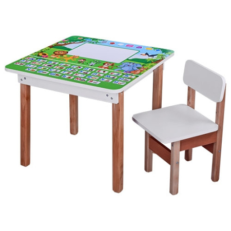 фото Деревянный столик со стульчиком F09-6 Украинский алфавит открывается столешница
