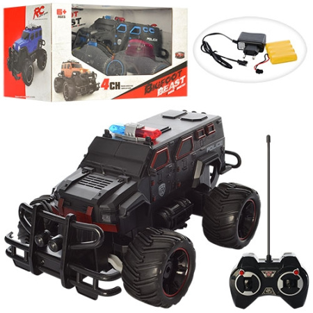 фото Джип полиция на радиоуправлении 666-640A свет резиновые надувные колеса (26,5см)