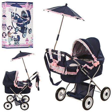 фото Коляска для куклы классика 85014 корзина сумка зонтик