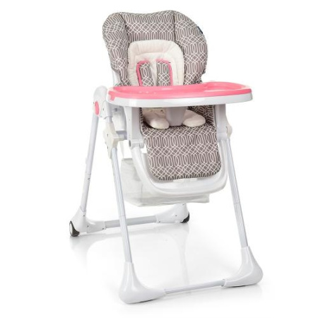 фото Стульчик для кормления детей Bambi M 3890-3 из кожы (серо-розовый)