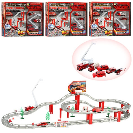 фото Игровой автотрек CM557-11 пожарная часть (53 детали)