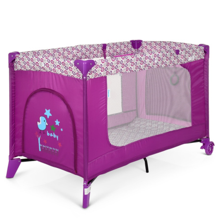 фото Детский манеж El Camino ME 1016 SAFE Purple Flowers с входом и карманом (пурпурный)