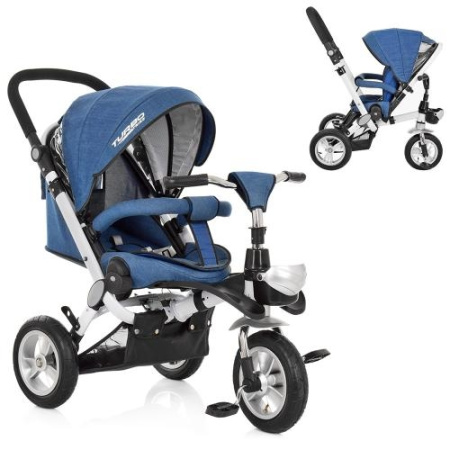 фото Детский трехколесный велосипед TurboTrike M AL3645AJ-7 надувные колеса джинс (белый)