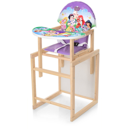 фото Деревянный стульчик для кормления М K-122-10PU Принцессы трансформер ремни экокожа