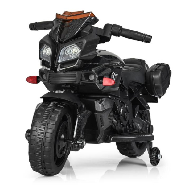 Мотоцикл для детей Bambi M 3832LS-2 свет кожаное сиденье автопокраска (черный)