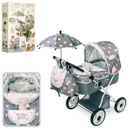 фото Классическая коляска для куклы DeCuevas 85024 сумка и корзинка