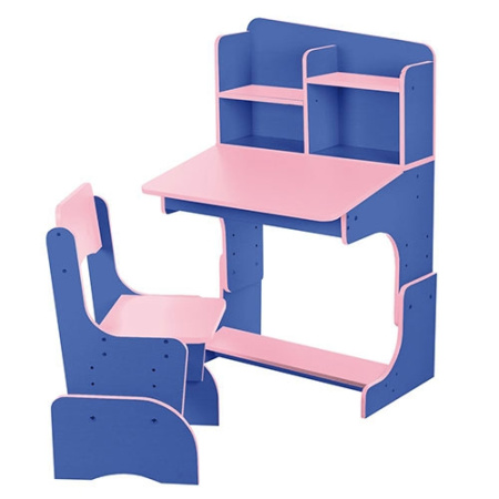 фото Детская парта со стульчиком F 2071A-4-8 регулируемая высота (сине-розовая)