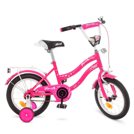 фото Детский велосипед 14 дюймов Profi Y1492 Star с приставными колесами (малиновый)
