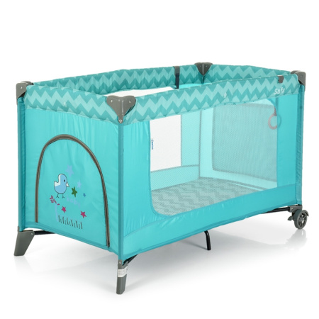 фото Детский манеж El Camino ME 1016 SAFE Mint Zigzag с входом и карманом (мятный)