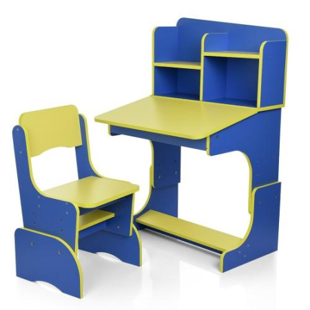 фото Детская парта со стульчиком F 2071A-4-6 регулируемая высота (сине-желтая)