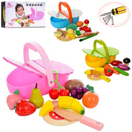 фото Деревянная игрушка MD 1161 магнитные продукты с корзинкой