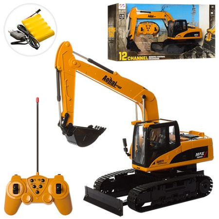 фото Игрушечный экскаватор-бульдозер на радиоуправлении 3819 звук свет (60 см)