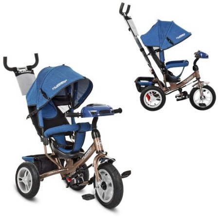 фото Детский велосипед три надувных колеса Turbotrike M 3115HAJ-13 джинс (шоколад)